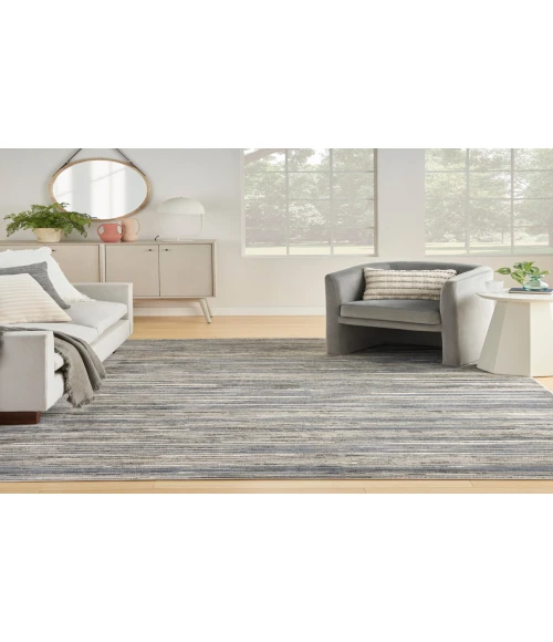 Nourison Serenity Home Ivory Grey Blue SRH03 7 ft. 10 in. X 9 ft. 10 in. Rectangle Rug