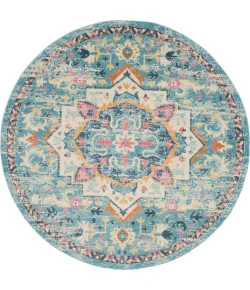 Nourison Home Passion PSN25 Ivory Light Blue 8 ft. Round Area Rug