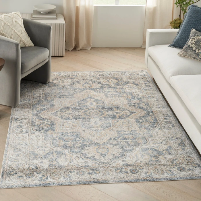 Nourison Astra Machine Washable Area Rug ASW12 Grey/Blue