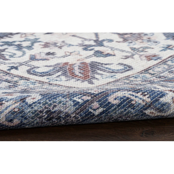 Nicole Curtis Machine Washable Series 1 Navy Ivory SR104 6 ft. X 9 ft. Rectangle Rug