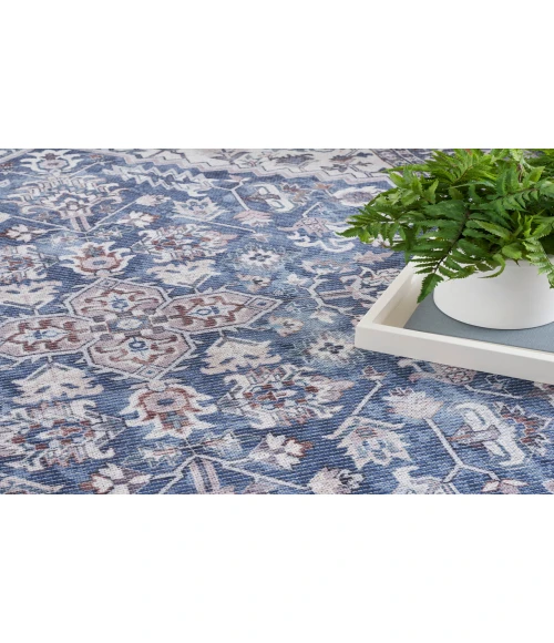 Nicole Curtis Machine Washable Series 1 Navy Ivory SR104 2 ft. 2 in. X 8 ft. Rectangle Rug