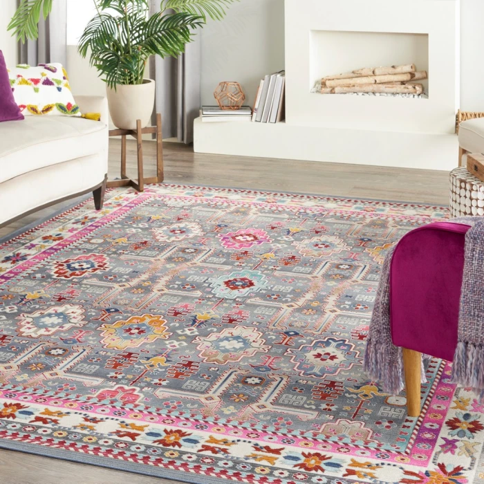 Nourison Vintage Kashan Area Rug VKA05-Grey/Multi