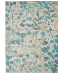 Nourison Home Tranquil TRA03 Ivory/Turquoise 5 ft. 3 in. X 7 ft. 3 in. Area Rug