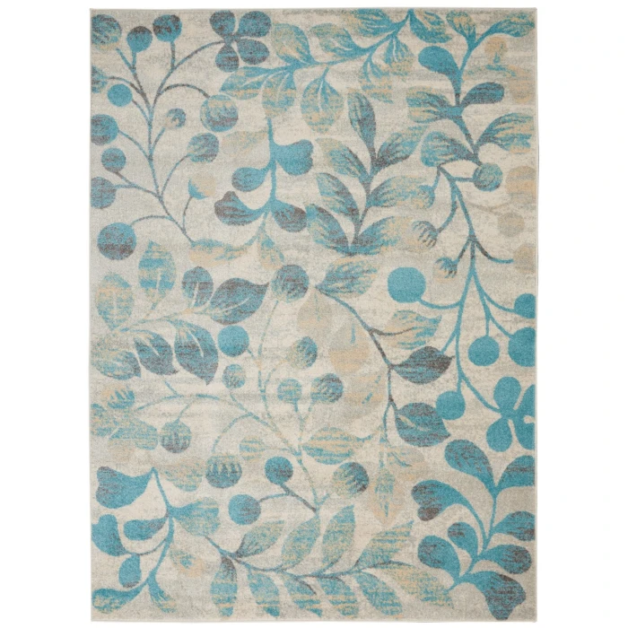 Nourison Tranquil Area Rug TRA03-Ivory/Turquoise