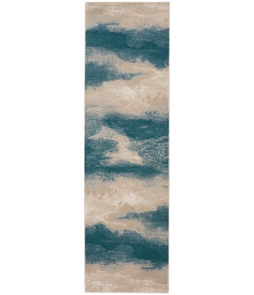 Nourison Maxell Area Rug MAE06 Ivory/Teal 2'2" x 7'6"