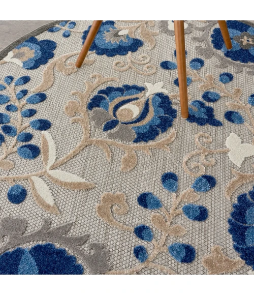 Nourison Aloha Round Area Rug ALH17-Natural/Blue