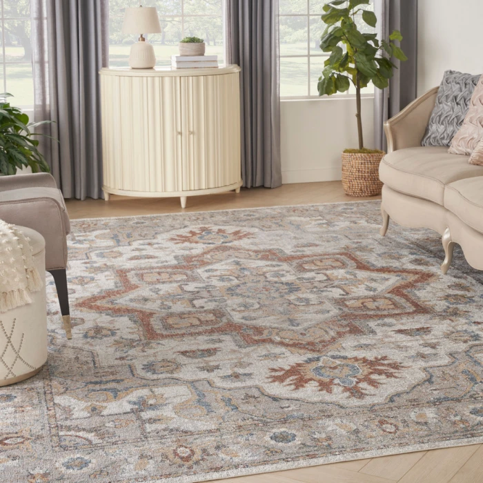Nourison Astra Machine Washable Area Rug ASW12 Grey/Multi