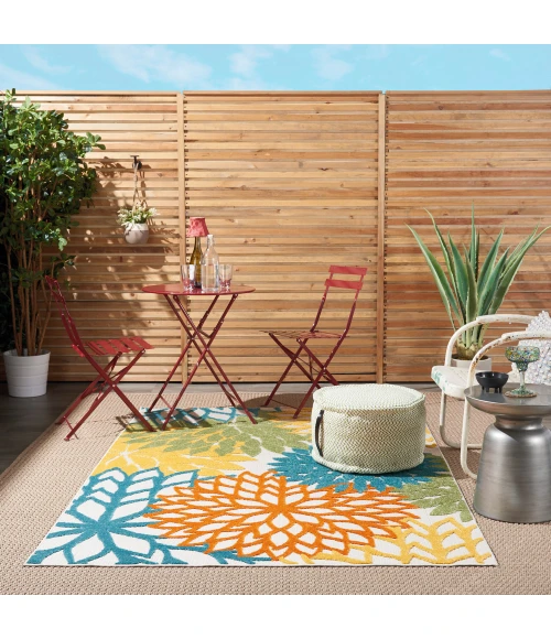 Nourison Aloha Area Rug ALH05 Turquoise Multicolor