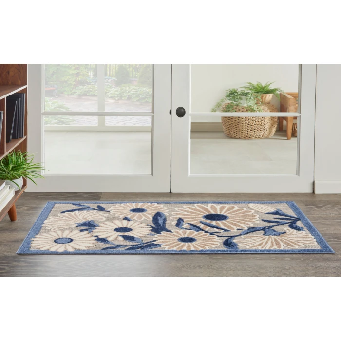 Nourison Aloha Blue Grey ALH33 2 ft. 8 in. X 4 ft. Rectangle Rug