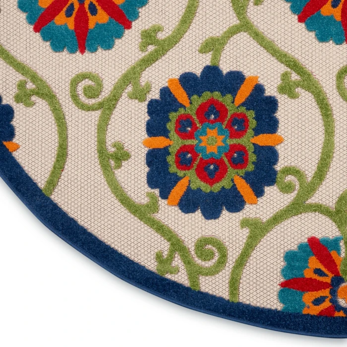 Nourison Aloha Round Area Rug ALH19-Blue/Multicolor