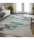 Nourison Celestial Area Rug CES02-Ivory/Teal Blue