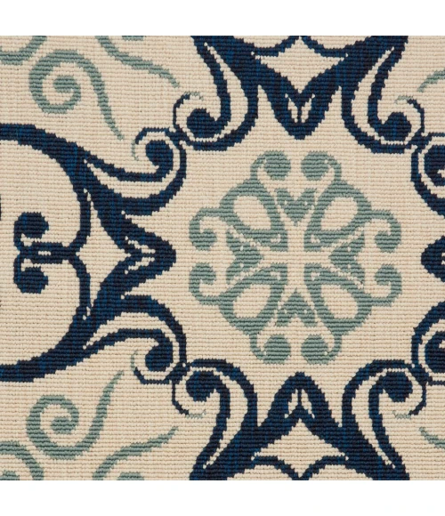 Nourison Caribbean Square Area Rug CRB02-Ivory/Navy