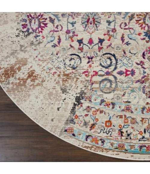 Nourison Vintage Kashan Round Area Rug VKA02-Ivory
