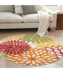 Nourison Home Aloha ALH05 Red Multicolor 5 ft. 3 in. Round Area Rug