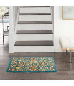 Nourison Home Allur ALR03 Turquoise Ivory 2 ft. X 3 ft. Area Rug