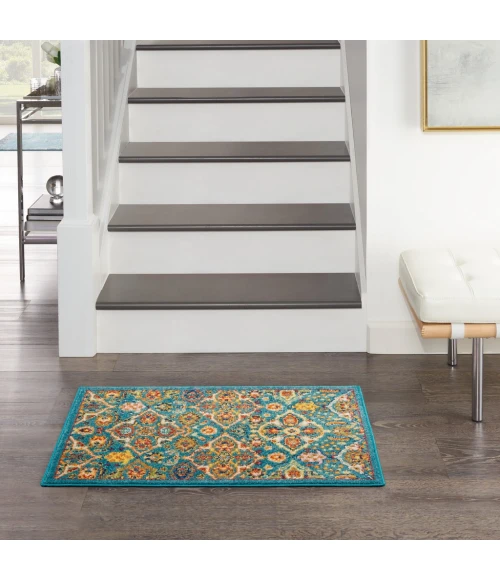 Nourison Allur Area Rug ALR03-Turquoise Ivory
