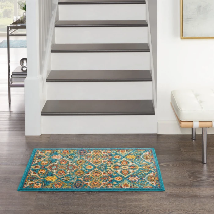 Nourison Allur Area Rug ALR03-Turquoise Ivory