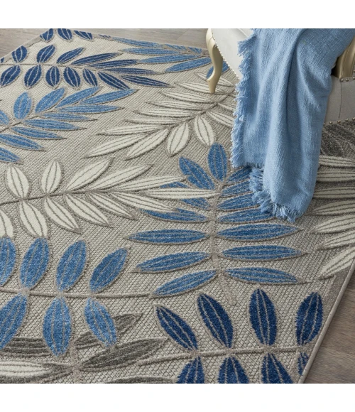Nourison Aloha Area Rug ALH18 Grey/Blue 5'3" x 7'5"