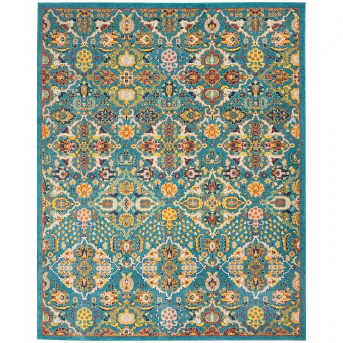 Nourison Allur Area Rug ALR03-Turquoise Ivory