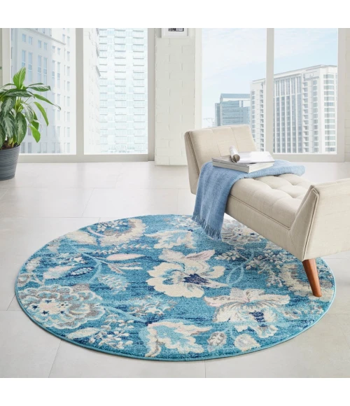 Nourison Tranquil Round Area Rug TRA02-Turquoise