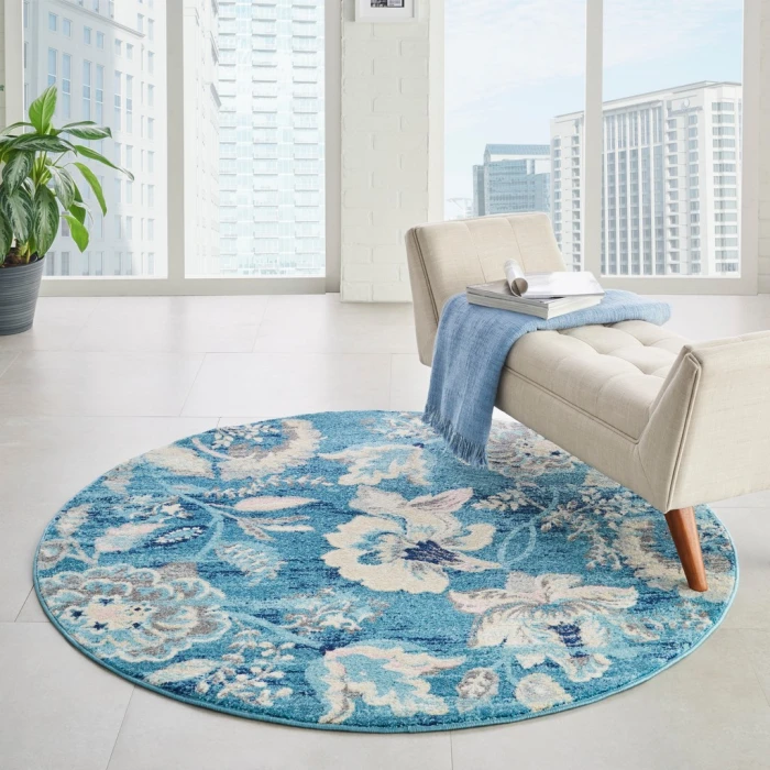 Nourison Tranquil Round Area Rug TRA02-Turquoise