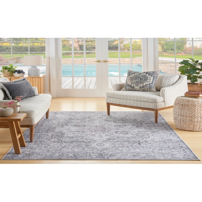 Nicole Curtis Machine Washable Series 1 Ivory Grey SR101 4 ft. X 6 ft. Rectangle Rug