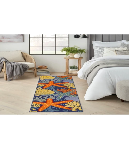 Nourison Aloha Navy Multicolor ALH24 2 ft. 3 in. X 8 ft. Rectangle Rug