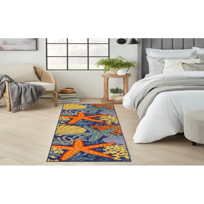 Nourison Aloha Navy Multicolor ALH24 2 ft. 3 in. X 8 ft. Rectangle Rug