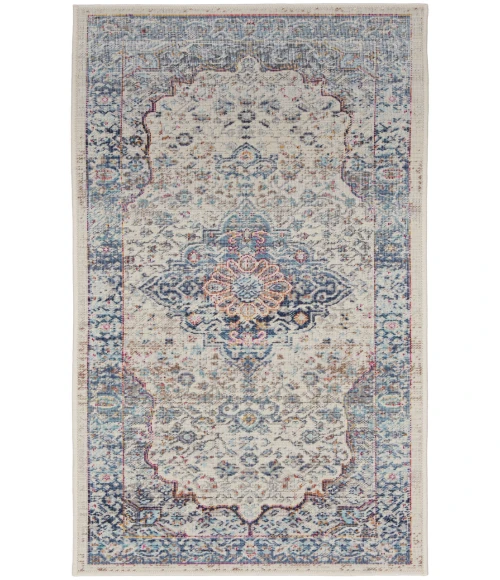 Nourison Vintage Kashan Ivory Blue VKA07 2 ft. X 4 ft. Rectangle Rug