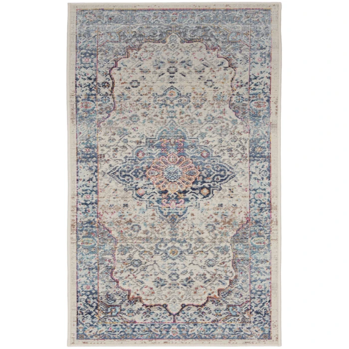 Nourison Vintage Kashan Ivory Blue VKA07 2 ft. X 4 ft. Rectangle Rug