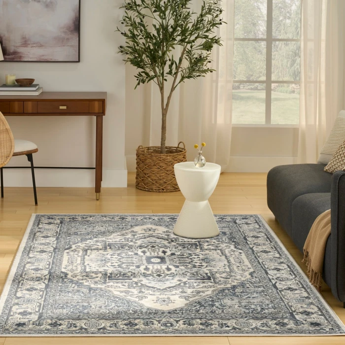 Nourison Quarry Ivory Navy QUA18 5 ft. X 7 ft. Rect. Rug