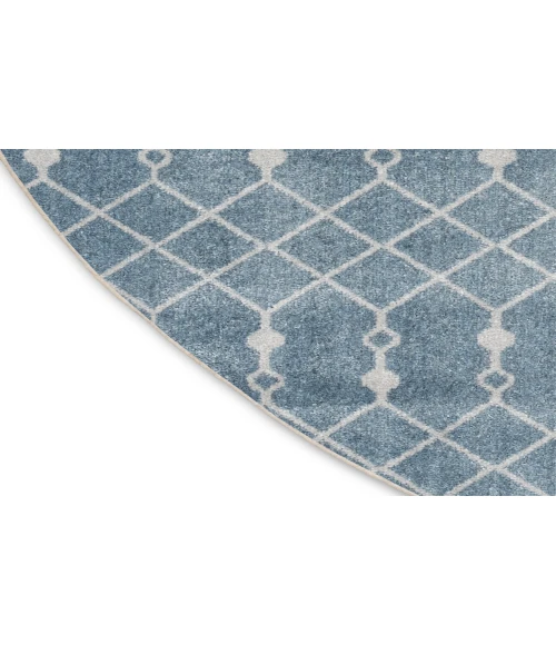 Nourison Astra Machine Washable Blue ASW10 4 ft. Round Rug