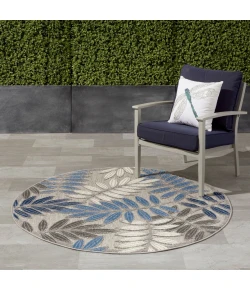 Nourison Home Aloha ALH18 Grey Blue 5 ft. 3 in. Round Area Rug