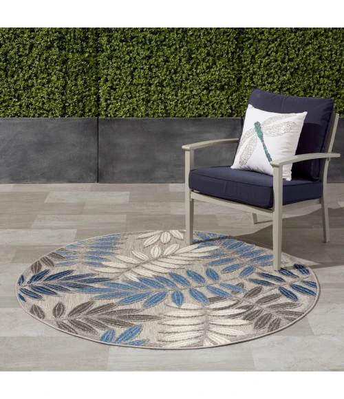 Nourison Aloha Round Area Rug ALH18-Grey/Blue