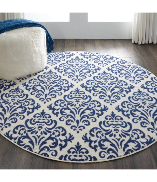 Nourison Grafix Round Area Rug GRF06-White/Blue