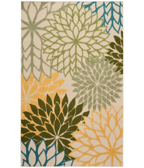 Nourison Aloha Green Multicolor ALH05 5 ft. 3 in. X 7 ft. 5 in. Rectangle Rug