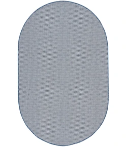 Nourison Home Courtyard COU01 Ivory Blue 5 ft. X 8 ft. Oval Area Rug