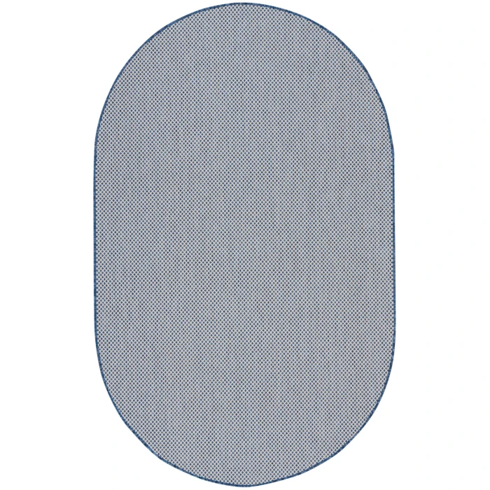 Nourison Courtyard Ivory Blue COU01 5 ft. X 8 ft. Oval Rug