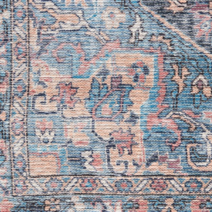 Nicole Curtis Machine Washable Series 1 Area Rug SR101 Blue 5' x 7'