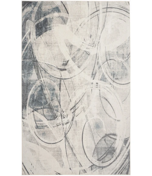 Nourison Astra Machine Washable Silver Blue ASW14 4 ft. X 6 ft. Rectangle Rug