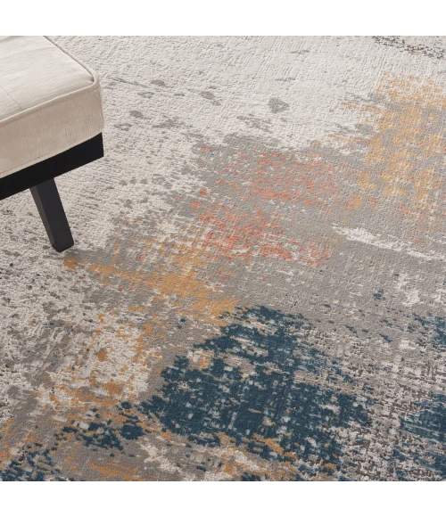 Nourison Rustic Textures Area Rug RUS13 Grey/Blue 5'3" Round