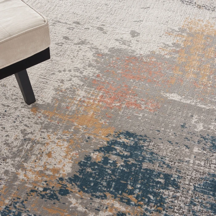 Nourison Rustic Textures Area Rug RUS13 Grey/Blue 5'3" Round