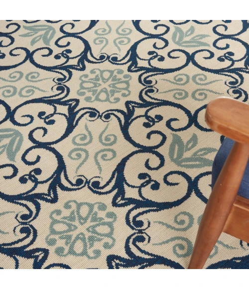 Nourison Caribbean Square Area Rug CRB02-Ivory/Navy