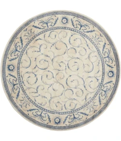 Nourison Home Somerset ST02 Ivory Blue 5 ft. 6 in. Round Area Rug