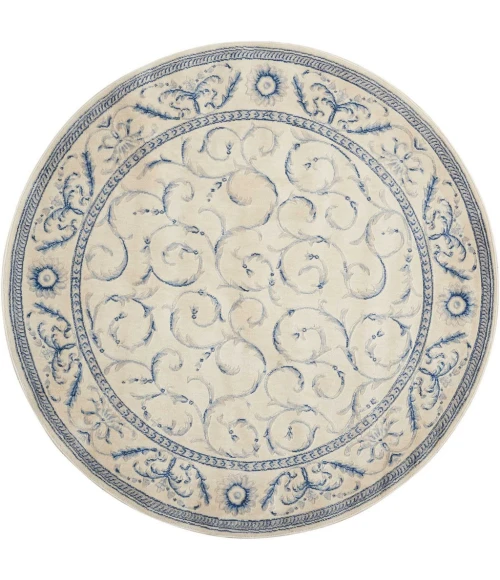 Nourison Somerset Round Area Rug ST02-Ivory/Blue