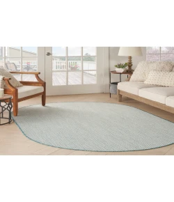 Nourison Home Courtyard COU01 Ivory Aqua 5 ft. X 8 ft. Oval Area Rug