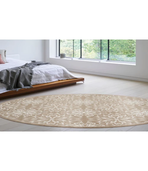 Nourison Jubilant Taupe JUB06 5 ft. 3 in. Round Rug