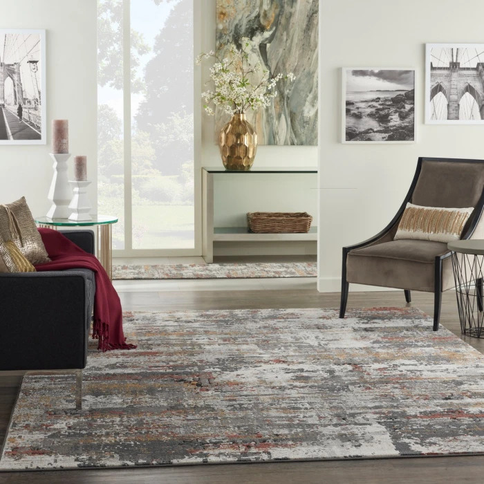 Nourison Tangra Grey/Multi TNR02 9 ft. X 12 ft. Rect. Rug