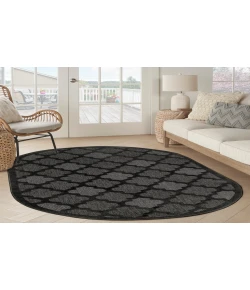 Nourison Home Easy Care NES01 Charcoal Black 6 ft. X 9 ft. Oval Area Rug