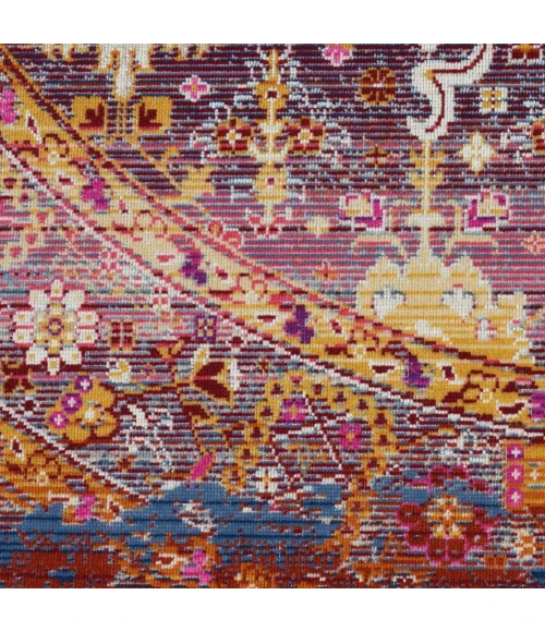 Nourison Vintage Kashan Round Area Rug VKA03-Red/Multicolor